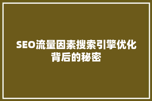 SEO流量因素搜索引擎优化背后的秘密