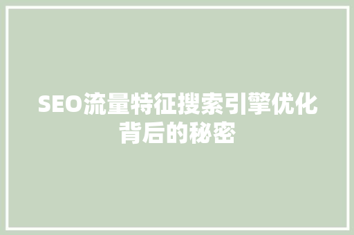SEO流量特征搜索引擎优化背后的秘密