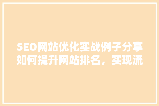 SEO网站优化实战例子分享如何提升网站排名，实现流量增长 搜狗SEO