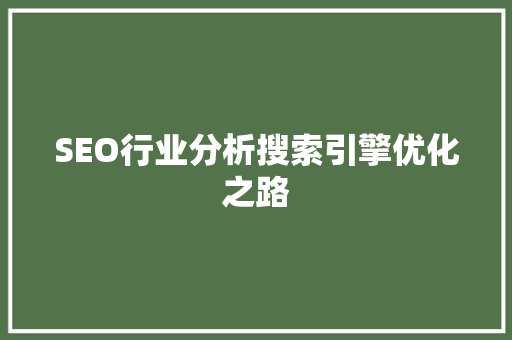 SEO行业分析搜索引擎优化之路 SEO关键词