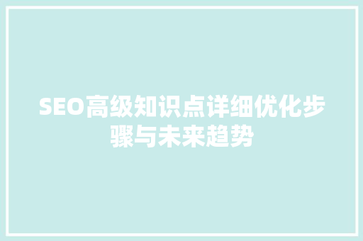 SEO高级知识点详细优化步骤与未来趋势 百度SEO