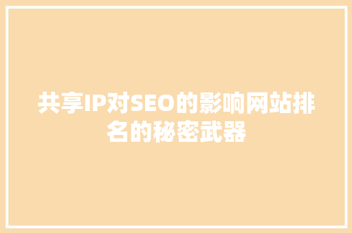 共享IP对SEO的影响网站排名的秘密武器 网站建设公司
