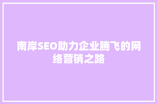 南岸SEO助力企业腾飞的网络营销之路