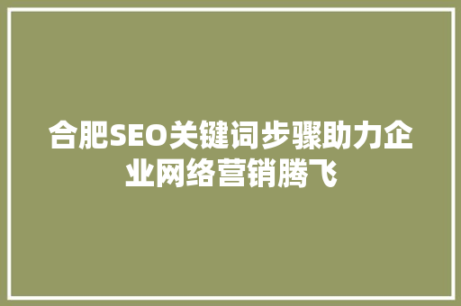 合肥SEO关键词步骤助力企业网络营销腾飞 必应SEO