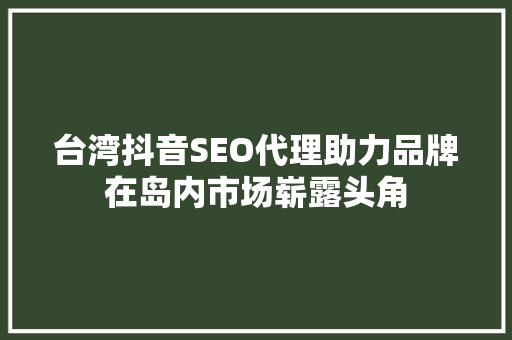 台湾抖音SEO代理助力品牌在岛内市场崭露头角