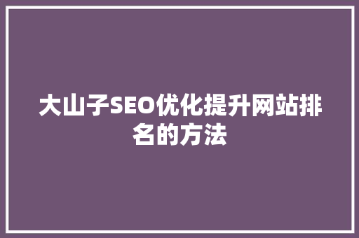 大山子SEO优化提升网站排名的方法