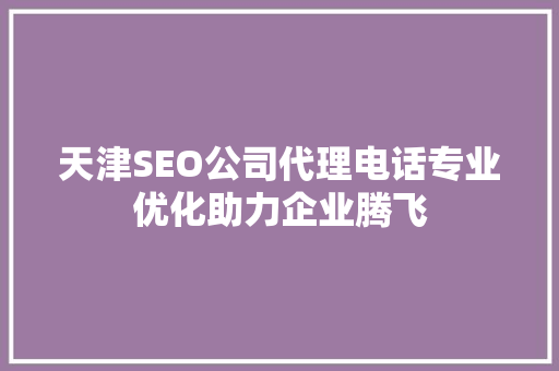 天津SEO公司代理电话专业优化助力企业腾飞 必应SEO