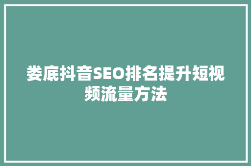 娄底抖音SEO排名提升短视频流量方法 必应SEO