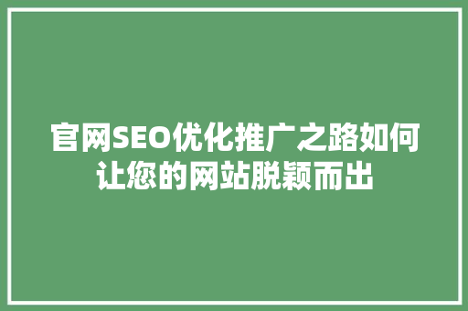 官网SEO优化推广之路如何让您的网站脱颖而出 百度SEO