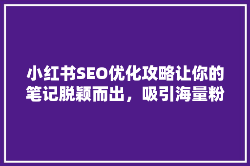 小红书SEO优化攻略让你的笔记脱颖而出，吸引海量粉丝 必应SEO