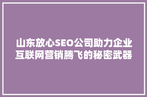 山东放心SEO公司助力企业互联网营销腾飞的秘密武器