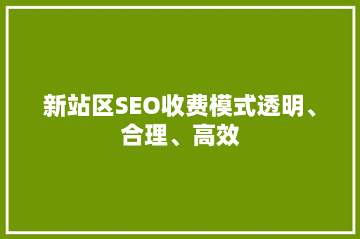 新站区SEO收费模式透明、合理、高效