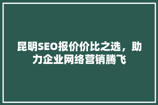 昆明SEO报价价比之选，助力企业网络营销腾飞