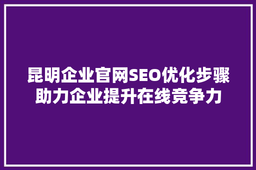 昆明企业官网SEO优化步骤助力企业提升在线竞争力