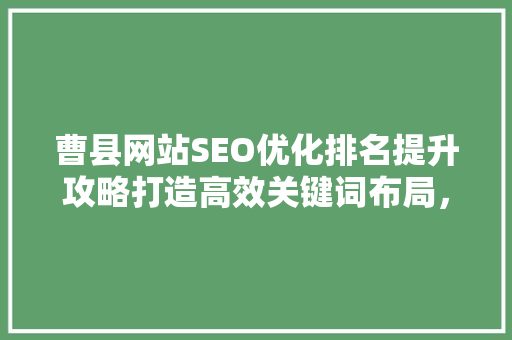 曹县网站SEO优化排名提升攻略打造高效关键词布局，助力网站脱颖而出 百度SEO