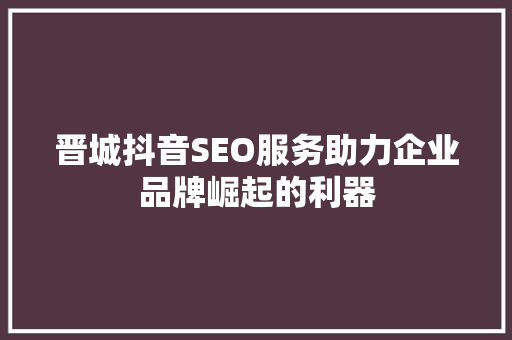 晋城抖音SEO服务助力企业品牌崛起的利器