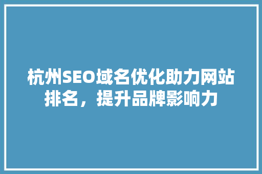 杭州SEO域名优化助力网站排名，提升品牌影响力 百度SEO