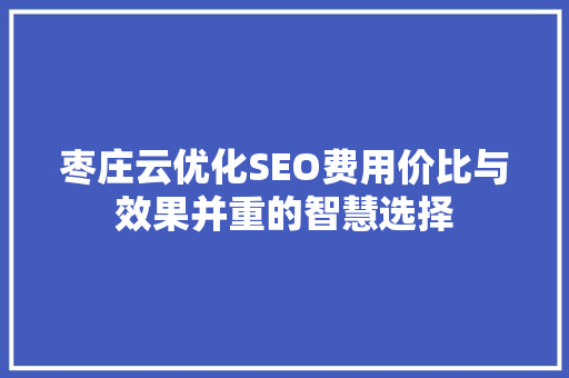 枣庄云优化SEO费用价比与效果并重的智慧选择 SEO关键词