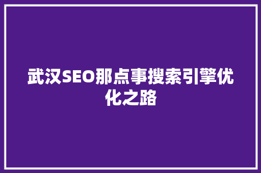 武汉SEO那点事搜索引擎优化之路 SEO关键词