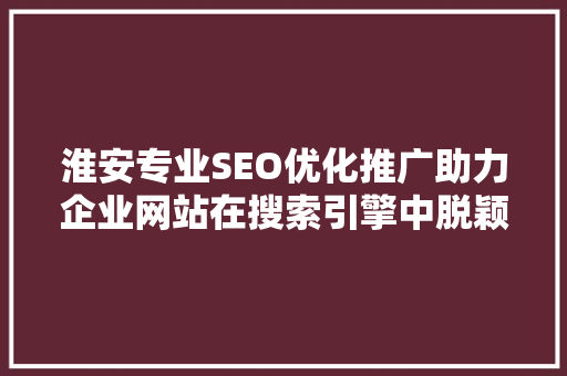 淮安专业SEO优化推广助力企业网站在搜索引擎中脱颖而出 网站建设公司