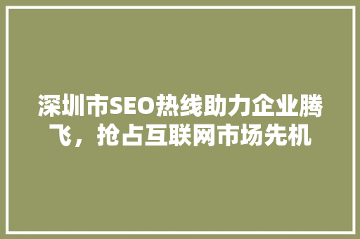 深圳市SEO热线助力企业腾飞，抢占互联网市场先机