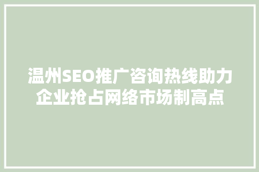 温州SEO推广咨询热线助力企业抢占网络市场制高点 必应SEO