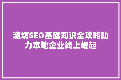 潍坊SEO基础知识全攻略助力本地企业线上崛起 百度SEO