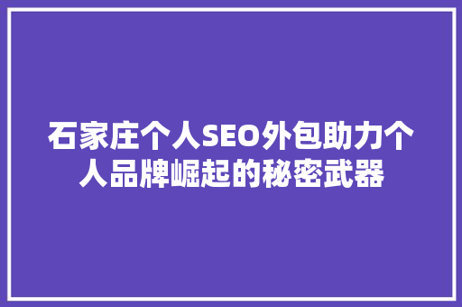 石家庄个人SEO外包助力个人品牌崛起的秘密武器