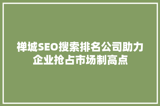 禅城SEO搜索排名公司助力企业抢占市场制高点 百度SEO