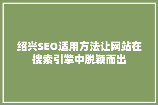 绍兴SEO适用方法让网站在搜索引擎中脱颖而出