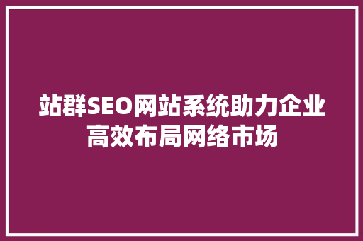 站群SEO网站系统助力企业高效布局网络市场 必应SEO