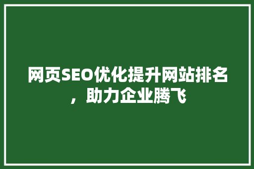网页SEO优化提升网站排名，助力企业腾飞 百度SEO