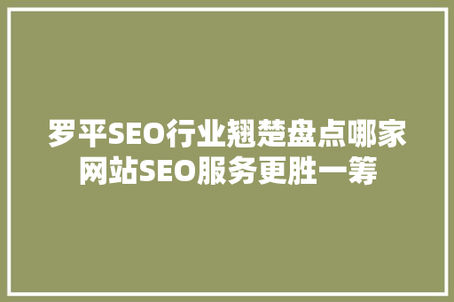 罗平SEO行业翘楚盘点哪家网站SEO服务更胜一筹 SEO关键词