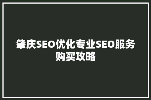 肇庆SEO优化专业SEO服务购买攻略 SEO关键词
