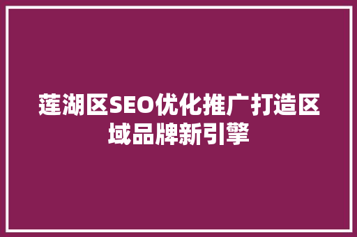 莲湖区SEO优化推广打造区域品牌新引擎 网站建设公司
