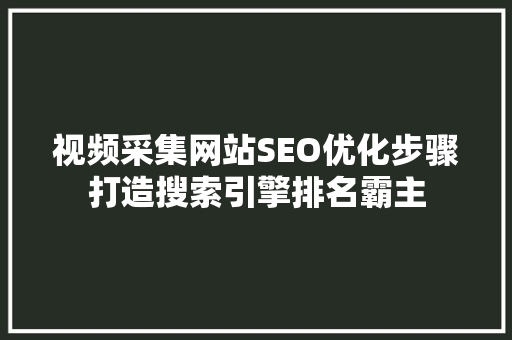 视频采集网站SEO优化步骤打造搜索引擎排名霸主 网站建设公司