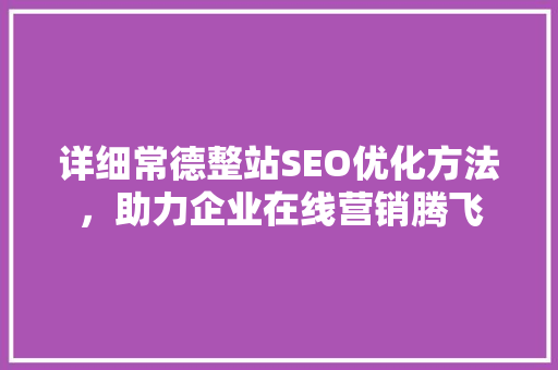 详细常德整站SEO优化方法，助力企业在线营销腾飞