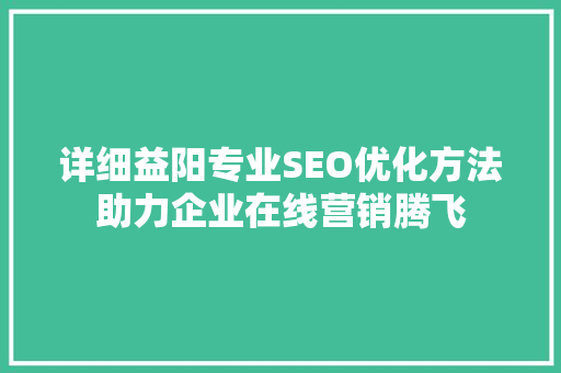 详细益阳专业SEO优化方法助力企业在线营销腾飞