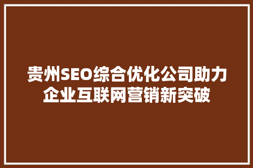 贵州SEO综合优化公司助力企业互联网营销新突破 网站建设公司