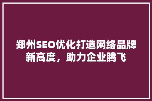 郑州SEO优化打造网络品牌新高度，助力企业腾飞 网站建设公司