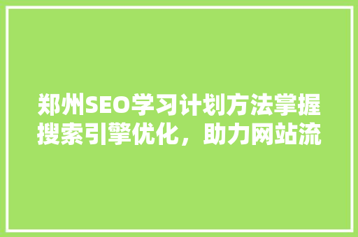 郑州SEO学习计划方法掌握搜索引擎优化，助力网站流量提升 SEO关键词