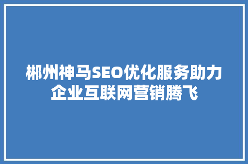 郴州神马SEO优化服务助力企业互联网营销腾飞 网站建设公司