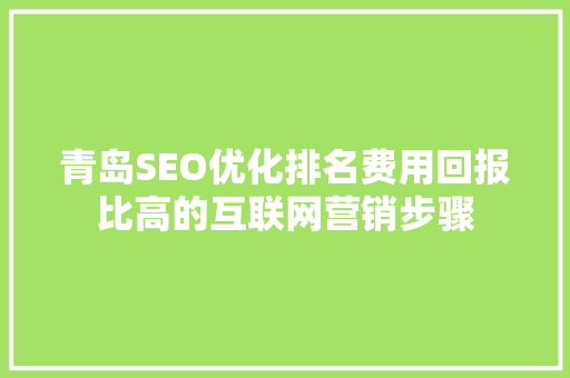 青岛SEO优化排名费用回报比高的互联网营销步骤 搜狗SEO