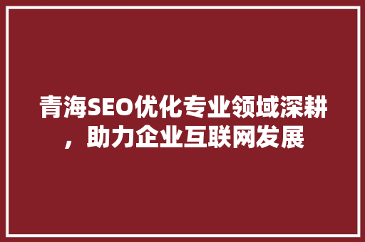 青海SEO优化专业领域深耕，助力企业互联网发展 搜狗SEO