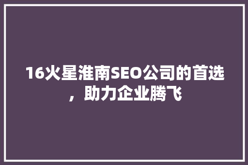 16火星淮南SEO公司的首选，助力企业腾飞