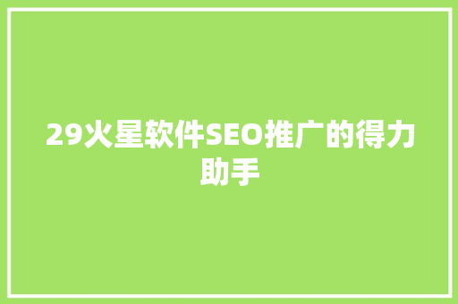29火星软件SEO推广的得力助手