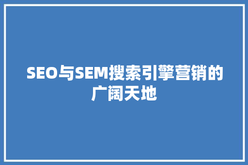 SEO与SEM搜索引擎营销的广阔天地 网站建设公司