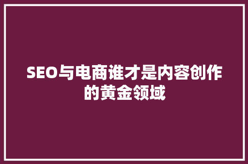 SEO与电商谁才是内容创作的黄金领域