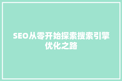 SEO从零开始探索搜索引擎优化之路 SEO关键词