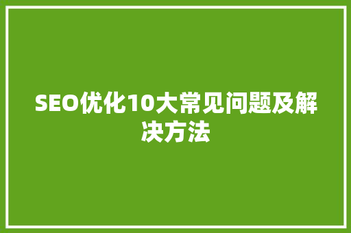 SEO优化10大常见问题及解决方法 SEO关键词